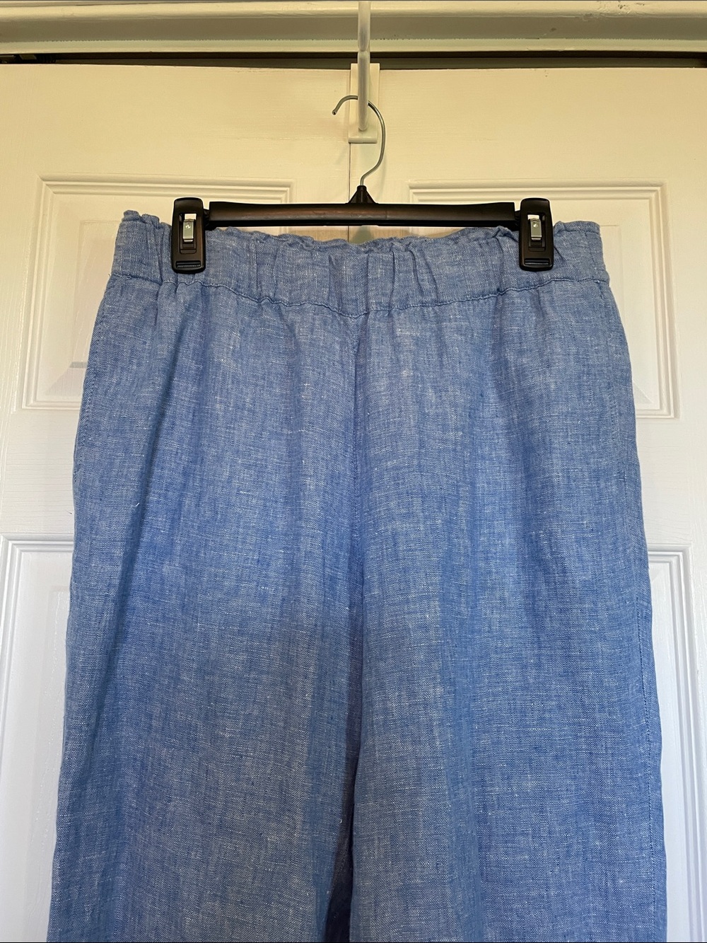 Women’s Talbots MP linen chambray pull on straight leg elastic waist pants